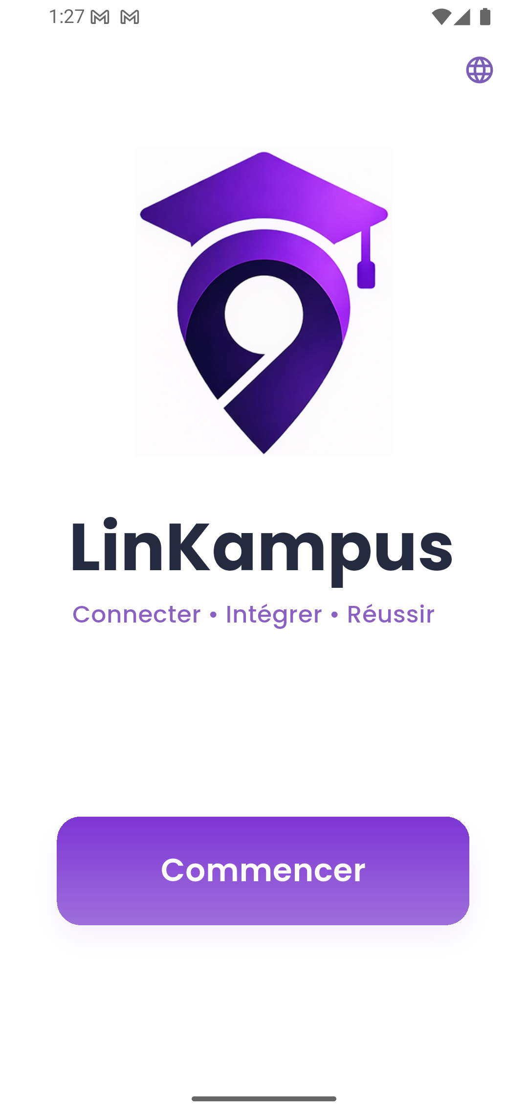 Écran onboarding LinKampus